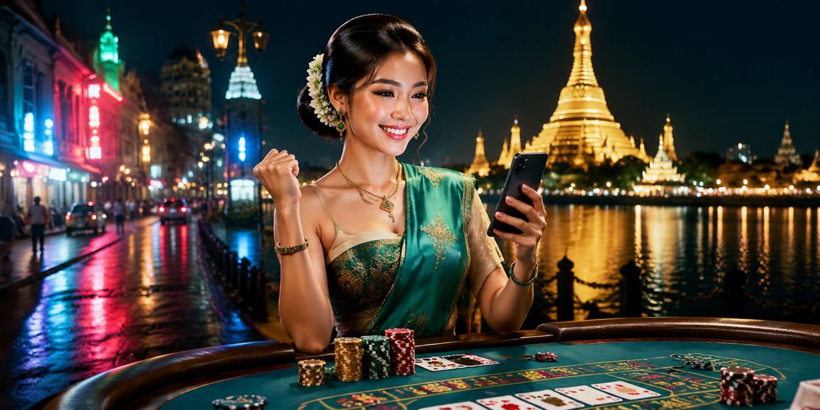 ရန်ကုန်မြို့အတွင်း ကစားခန်းတစ်ခု၏ Baccarat ဂိမ်းကစားနေသူများ